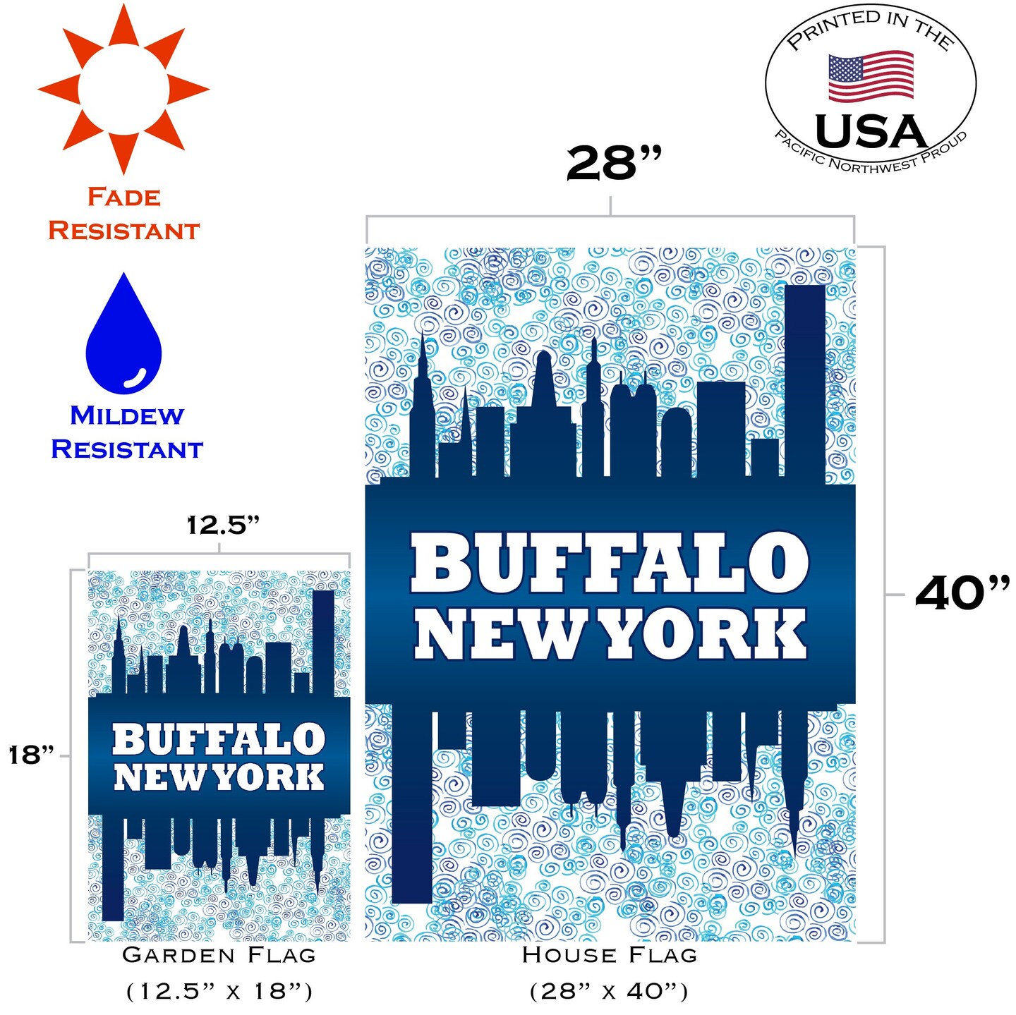 Buffalo Skyline Decorative New York Flag
