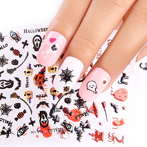 Wrapables Halloween Nail Stickers Nail Art Set Ghost Stickers Bat Nail Art (24 Sheets)