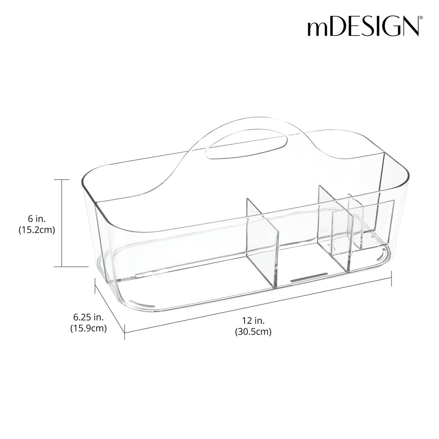 mDesign Plastic Office Storage Organizer Caddy Tote with Handle, 4 Pack - Clear