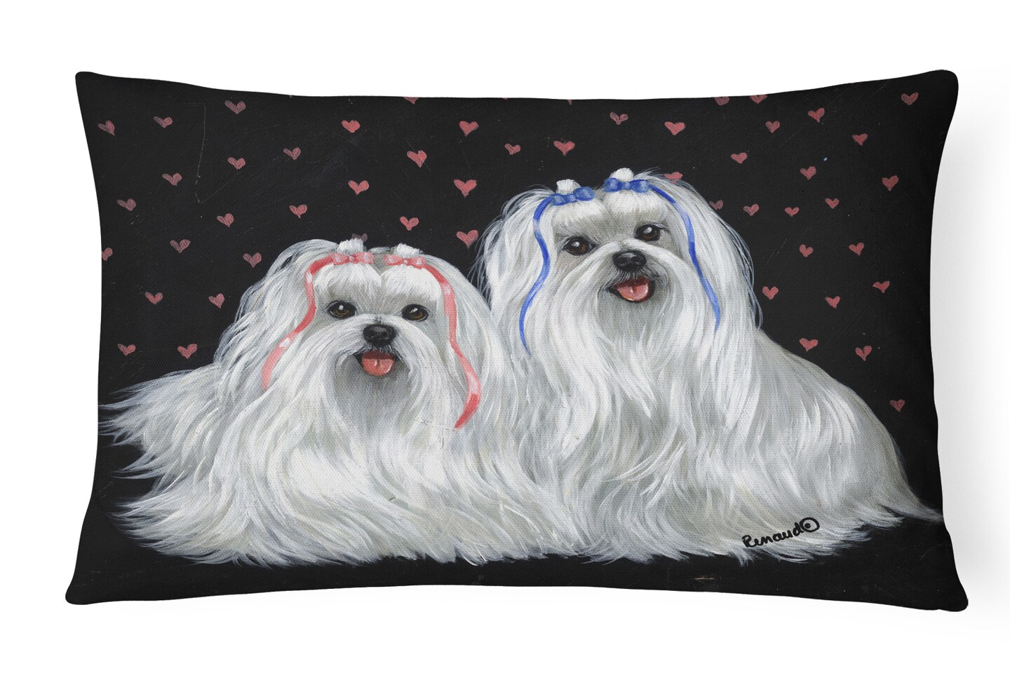 Caroline&#x27;s Treasures Maltese Sweethearts Canvas Fabric Decorative Pillow