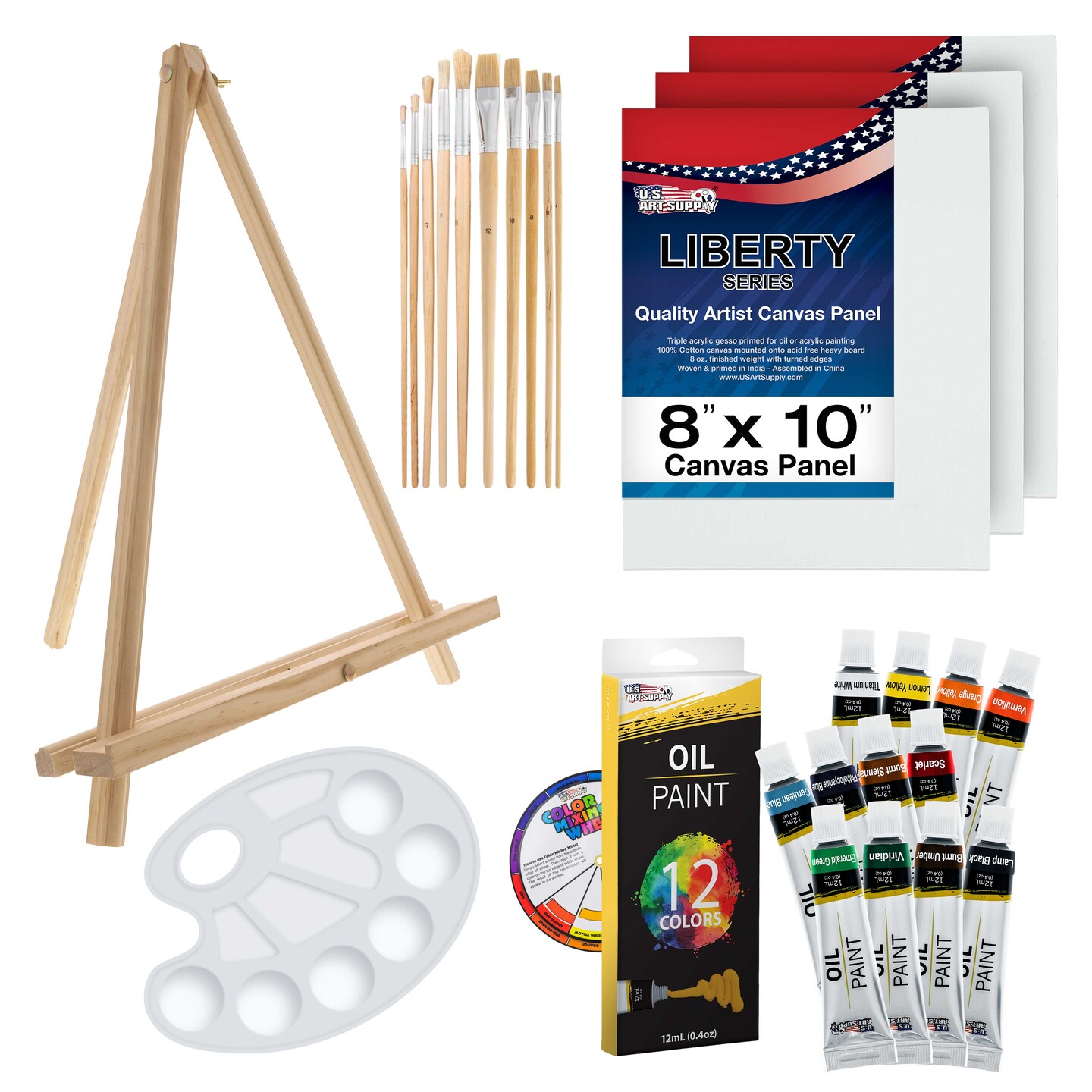 U.S. Art Supply 28Piece Artist Oil Painting Set with 12 Vivid Oil