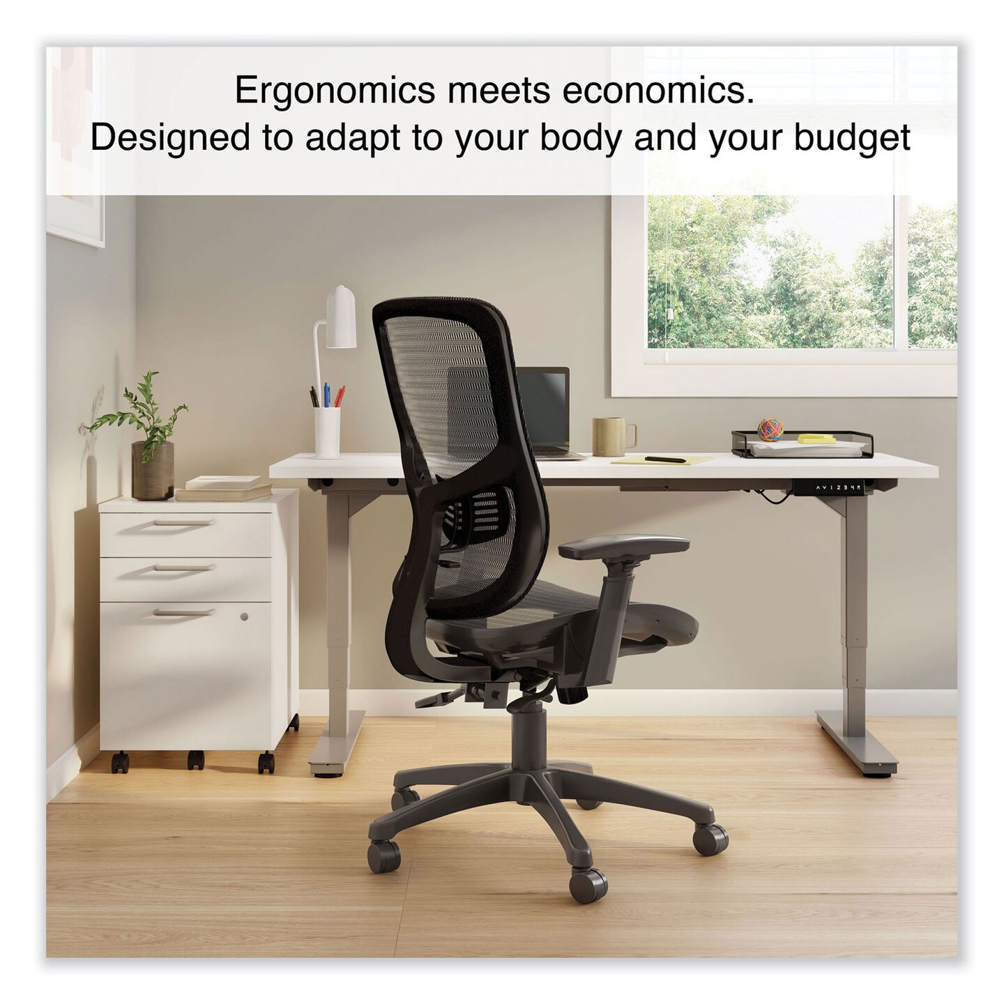 Union &#x26; Scale FlexFit Kroy Mesh Task Chair, Supports Up to 275 lbs, 18.9 to 22.76&#x22; Seat Height, Black Seat, Black Back, Black Base