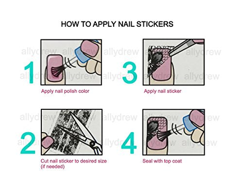 Wrapables 24 Sheets Gold, Silver &#x26; Black Nail Strips Nail Stickers Nail Art Set (Silver &#x26; Black Nail Strips)