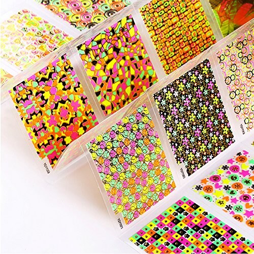 Wrapables 24 Sheets Neon Party Nail Sticker Sheets Nail Art Sheets