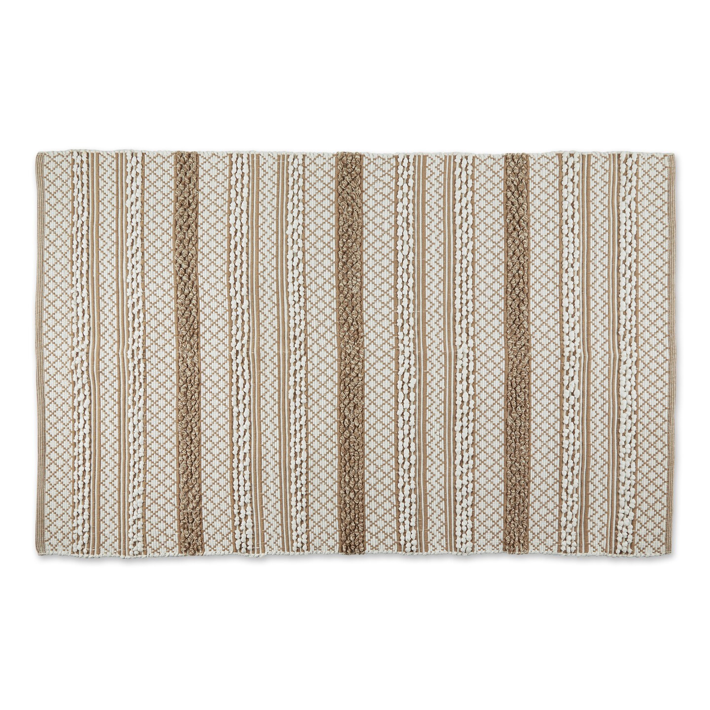 Contemporary Home Living 4&#x27; x 6&#x27; Hand Loomed Chindi Rectangular Area Throw Rug - Brown and White