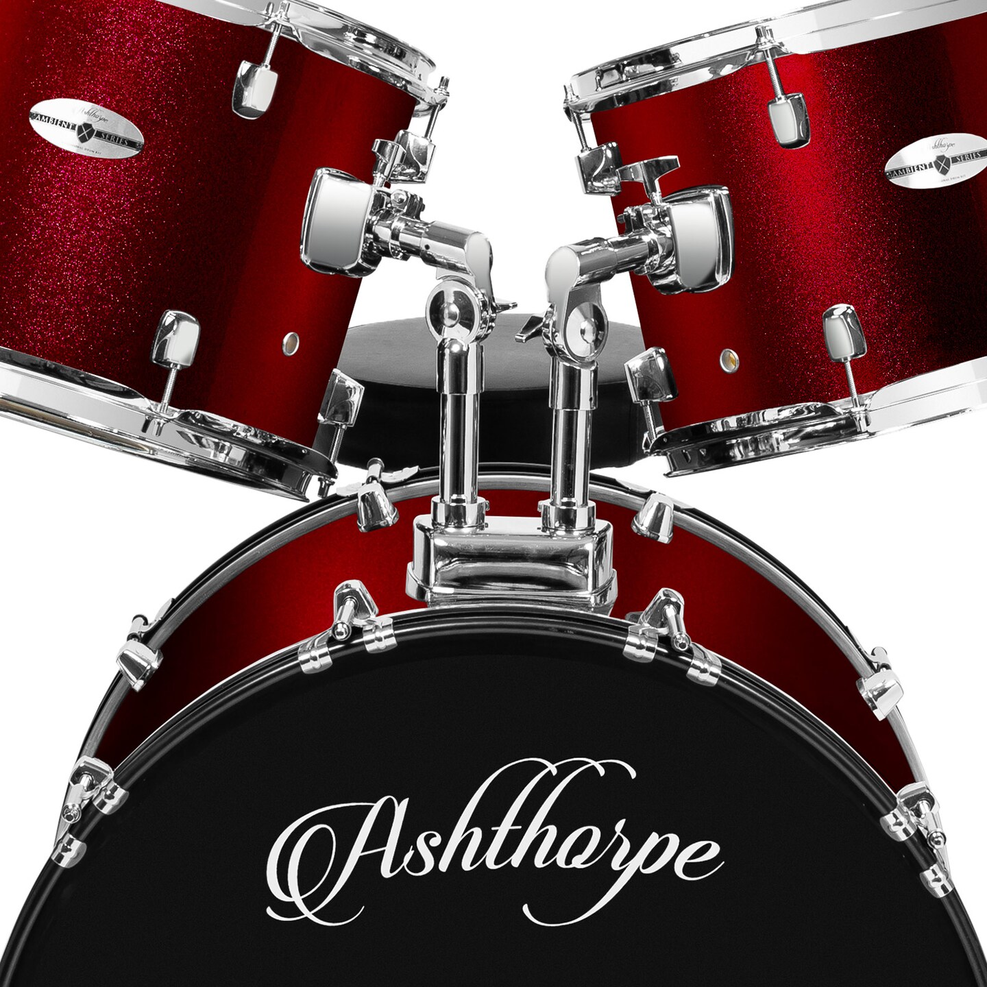 Ashthorpe 5-Piece Full Size Adult Drum Set with Remo Heads & Premium Brass Cymbals - Complete Professional Percussion Kit with Chrome Hardware