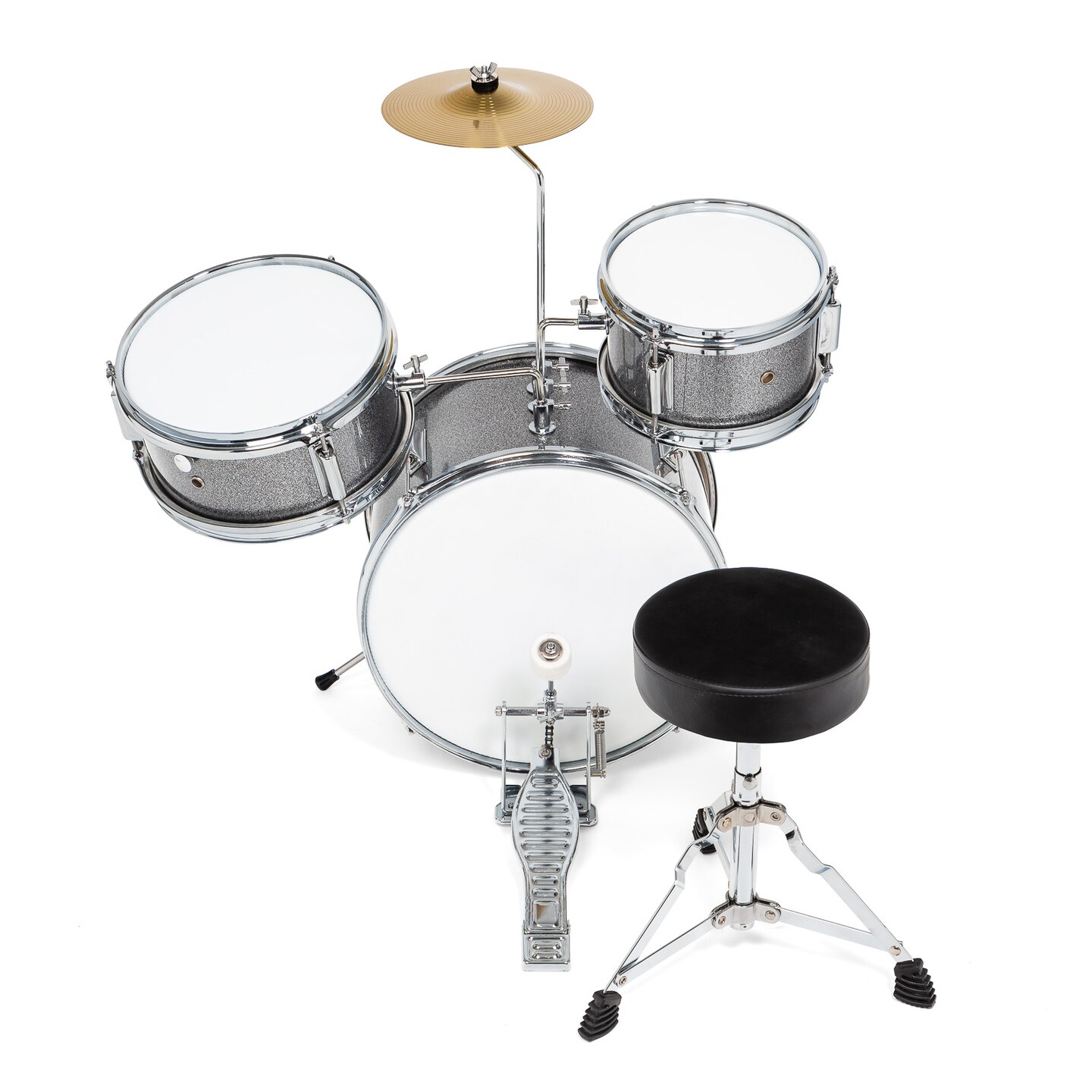 Ashthorpe 3-Piece Complete Kids Drum Set - Beginner Kit with 14&#x22; Bass, Adjustable Throne, Cymbal, Pedal &#x26; Drumsticks