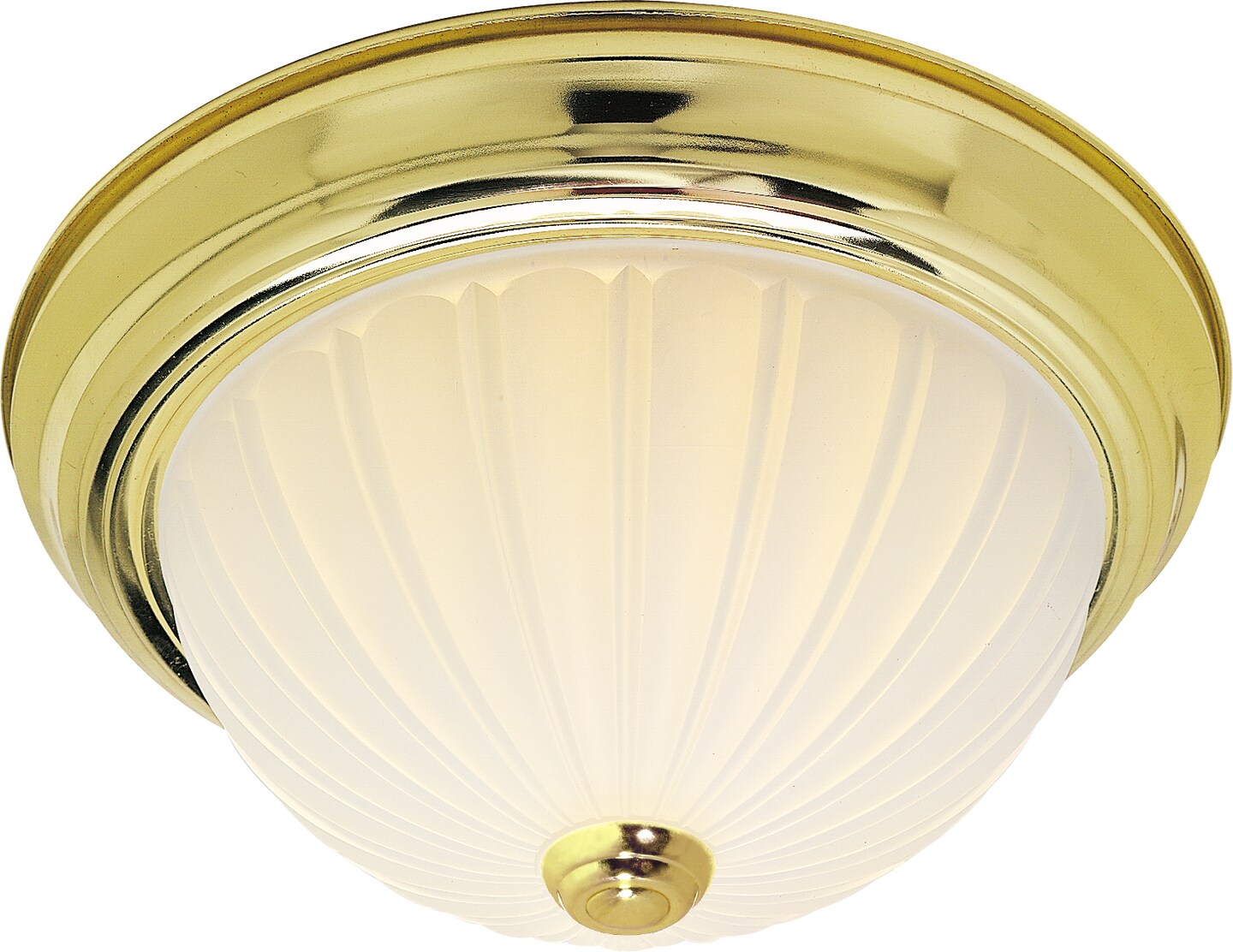 Nuvo 2-Light 11&#x22; Flush Mount w/ Frosted Melon Glass in Polished Brass Finish