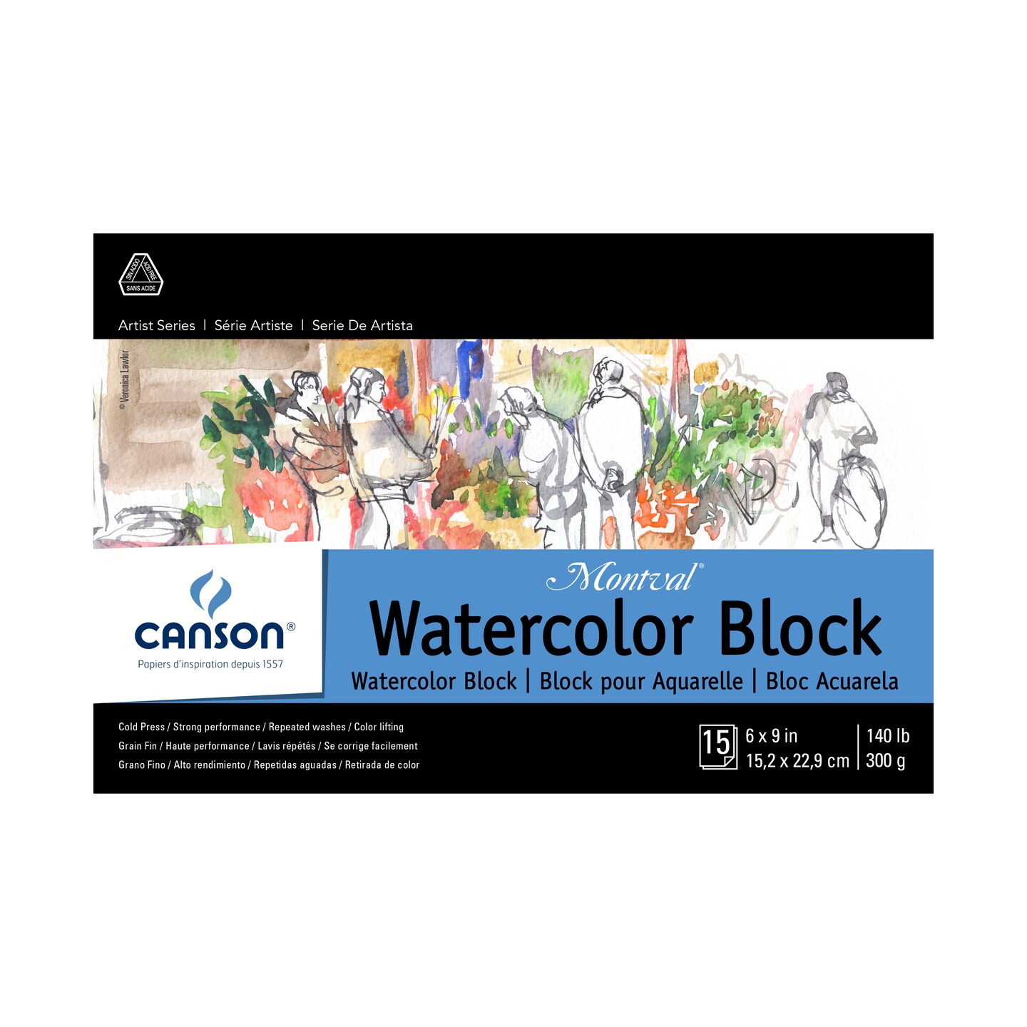 Canson - Artist Series Montval Watercolor Block, Field Sketch Book &#x26; Pad - Block (15 Sheet) - 6&#x22; x 9&#x22;