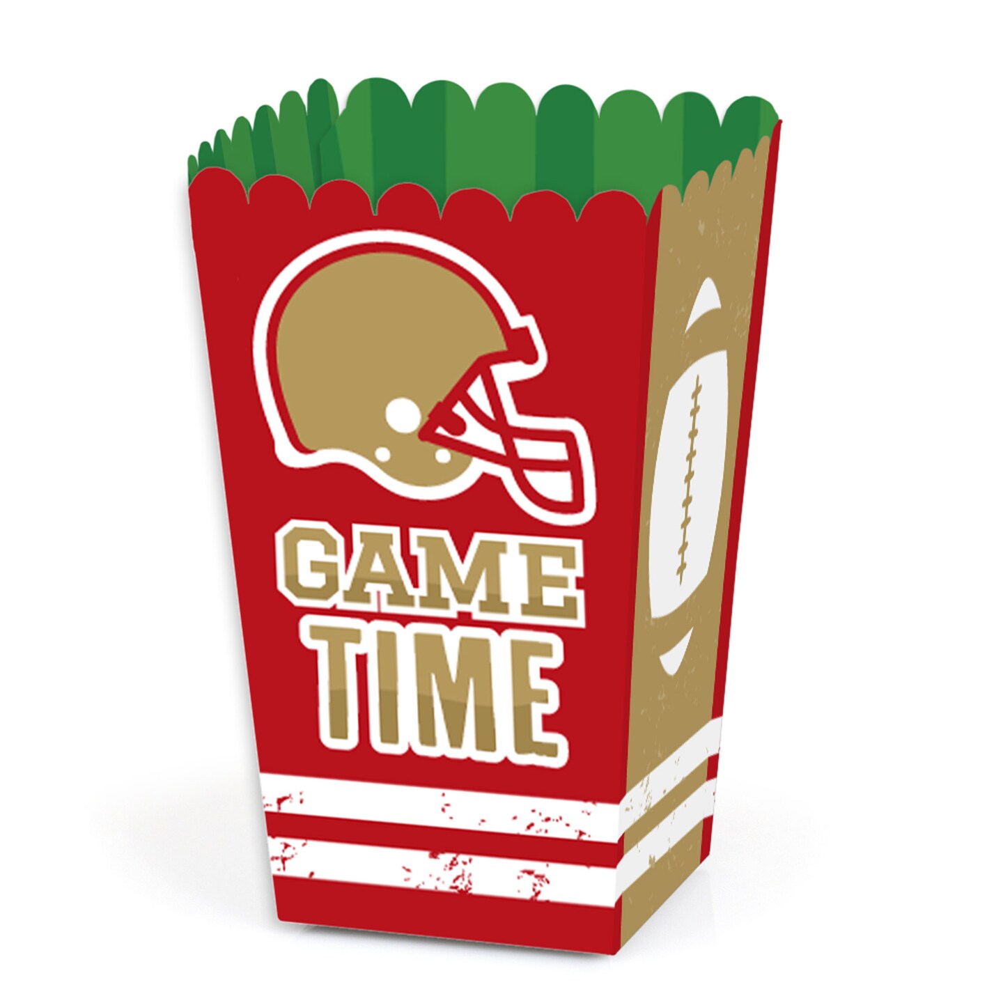 Big Dot of Happiness The Big Game - Red and Gold - Football Party Favor Popcorn Treat Boxes - Set of 12