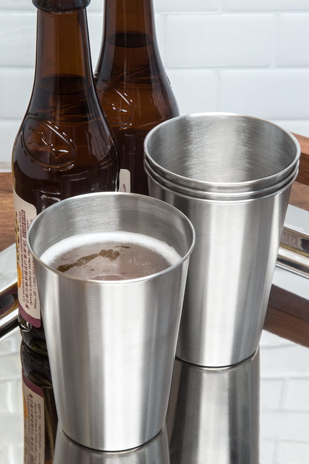 16oz Beer Cups, 18/8 Stainless Steel Set of 4