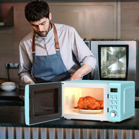 700W Countertop Microwave Oven Retro Style 20L with Auto Cooking & LED Display