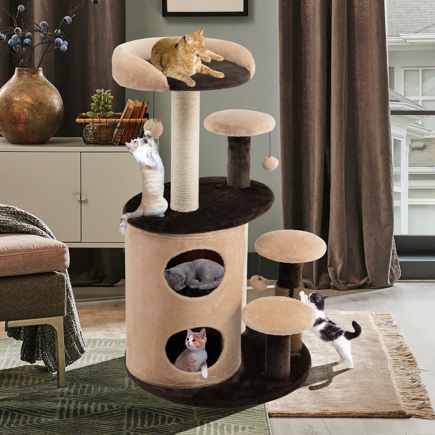 40 Inch Cat Tree Tower Multi Level Activity Tree with 2 Tier Cat Hole Condo Michaels