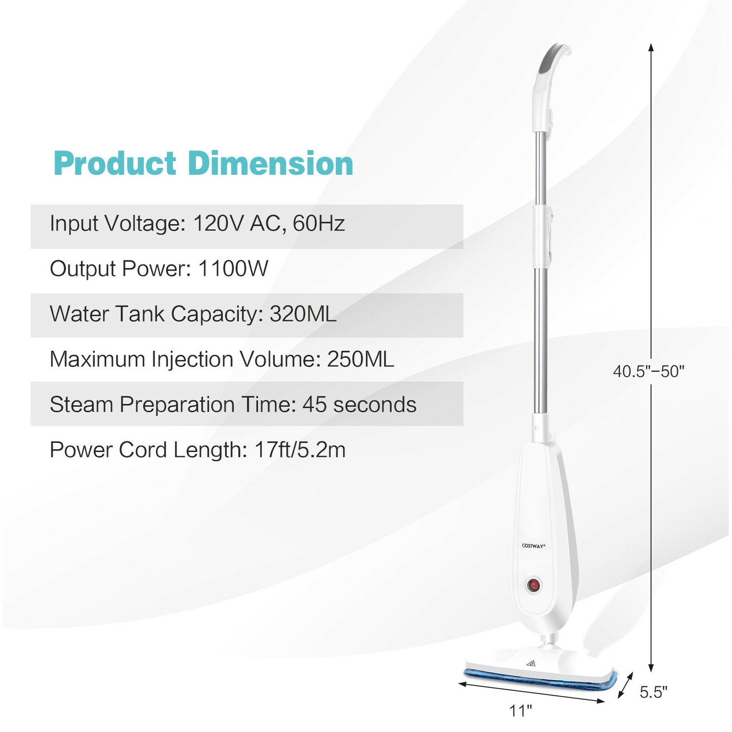 Electric Steam Mop with Water Tank for Carpet