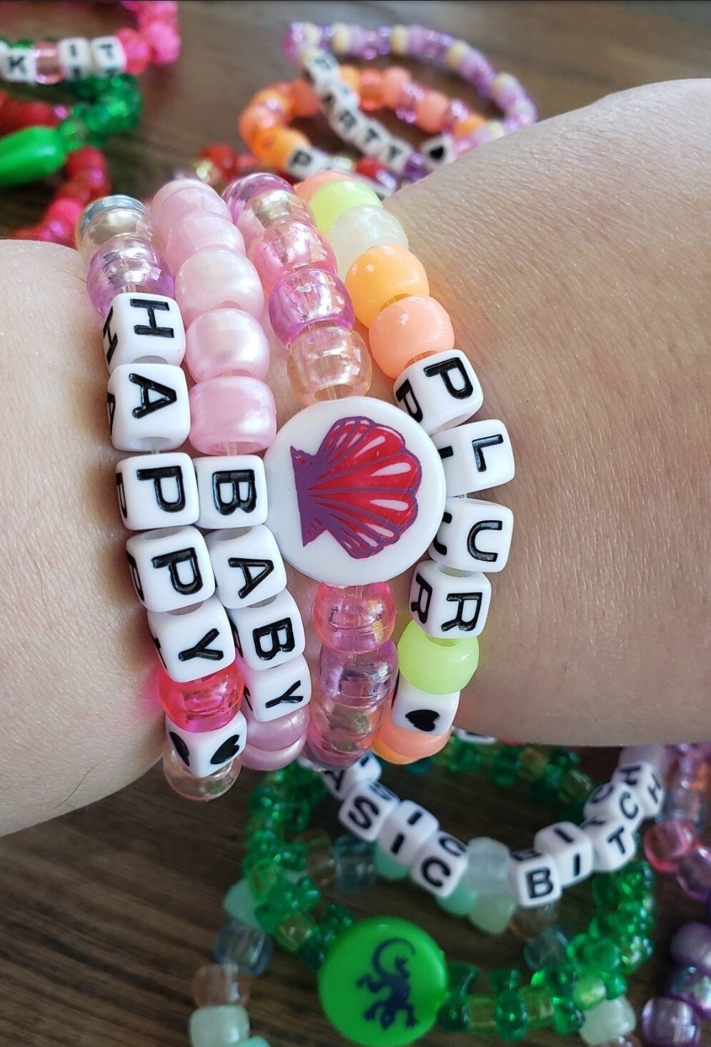 20 Random Kandi Bracelets - Kandi Singles, PLUR, Assorted Beaded Bracelets, Rave Kandi, Friendship Bracelets, Glow Beads, EDC, EDM Kandi product 4
