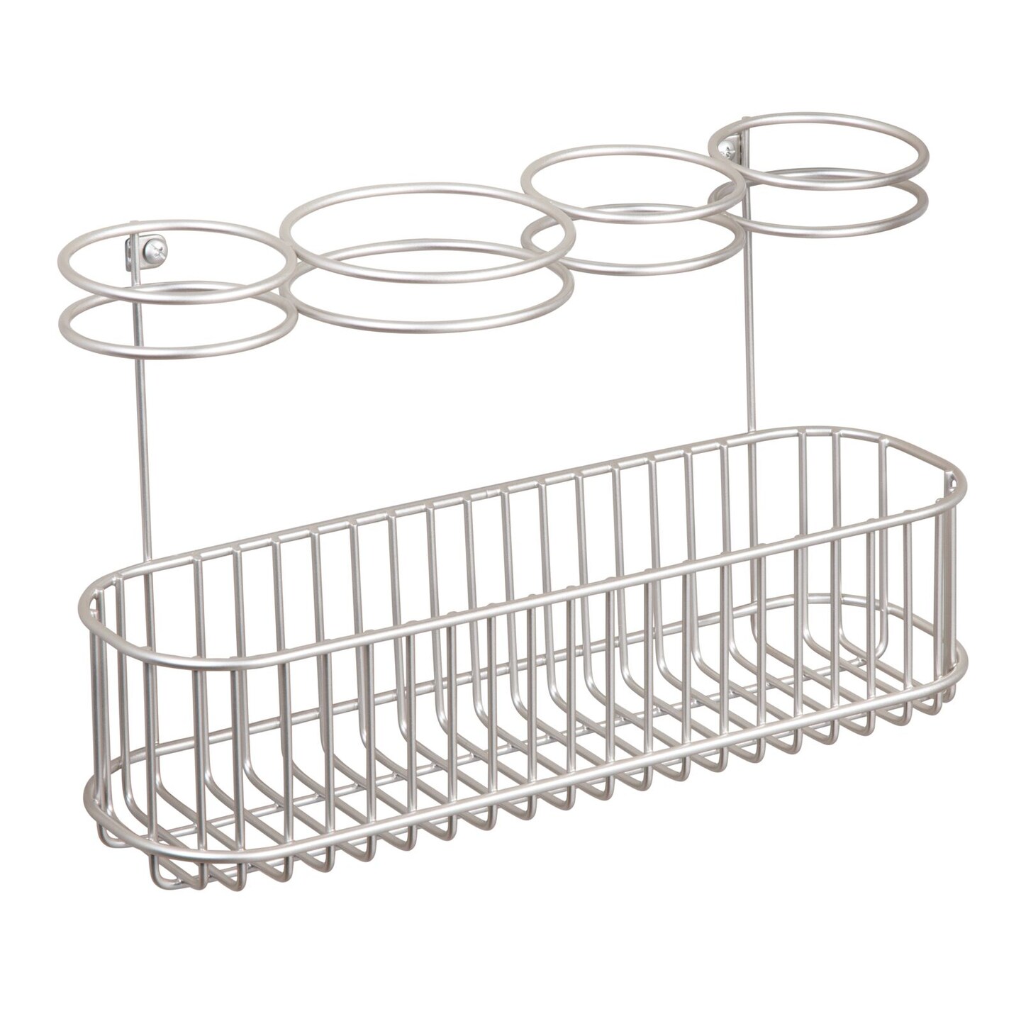 mDesign Metal Cabinet/Wall Mount Hair Care Styling Tool Storage Basket