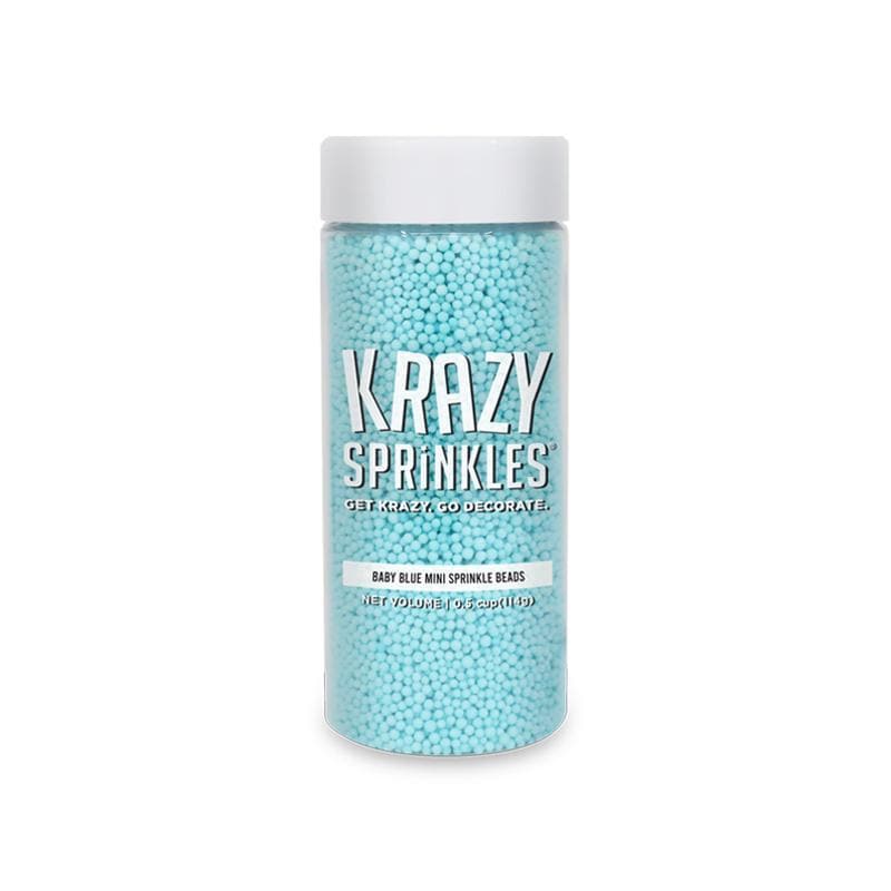 Krazy Sprinkles - Baby Blue Mini Beads (1/2 Cup, 1x Jar) for Cakes, Ice Cream & Cookies