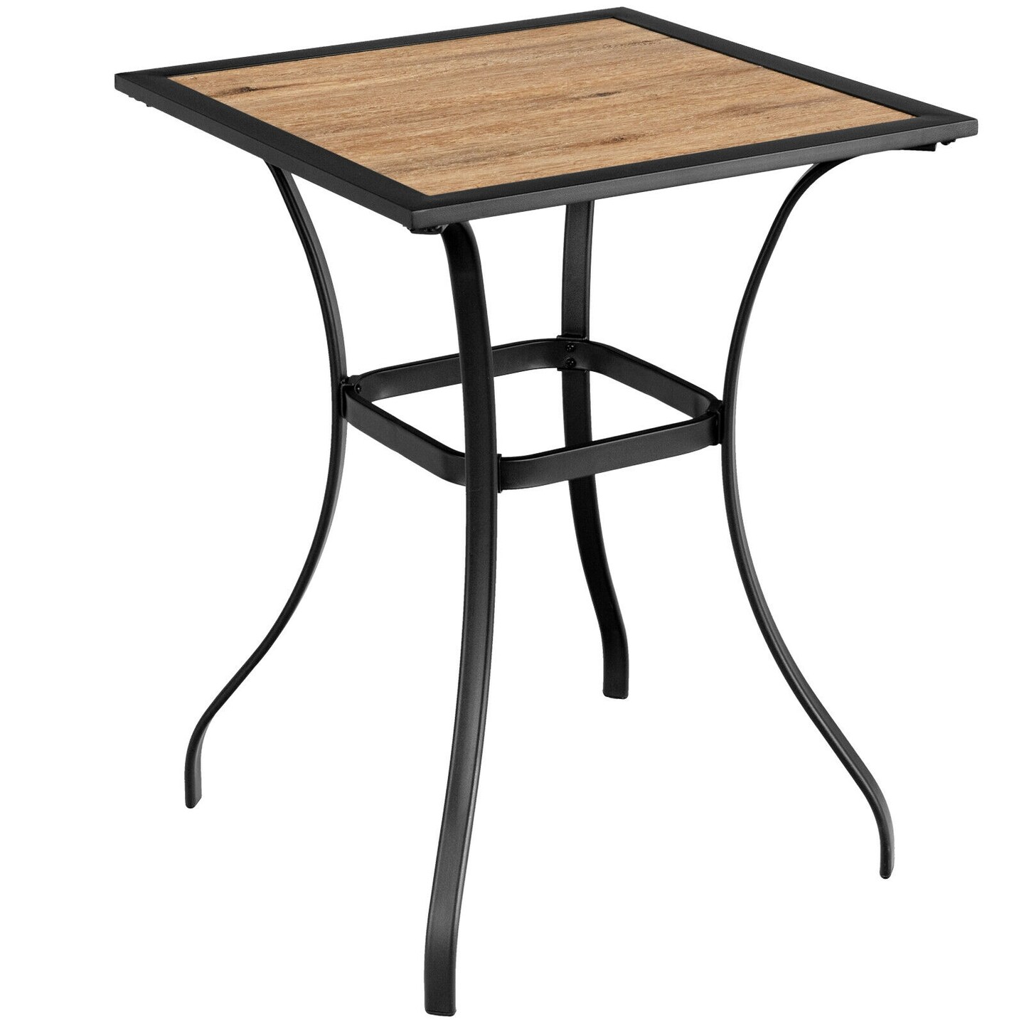 Black Natural Bar Table 36.5 Inch Steel Frame Square Indoor Outdoor