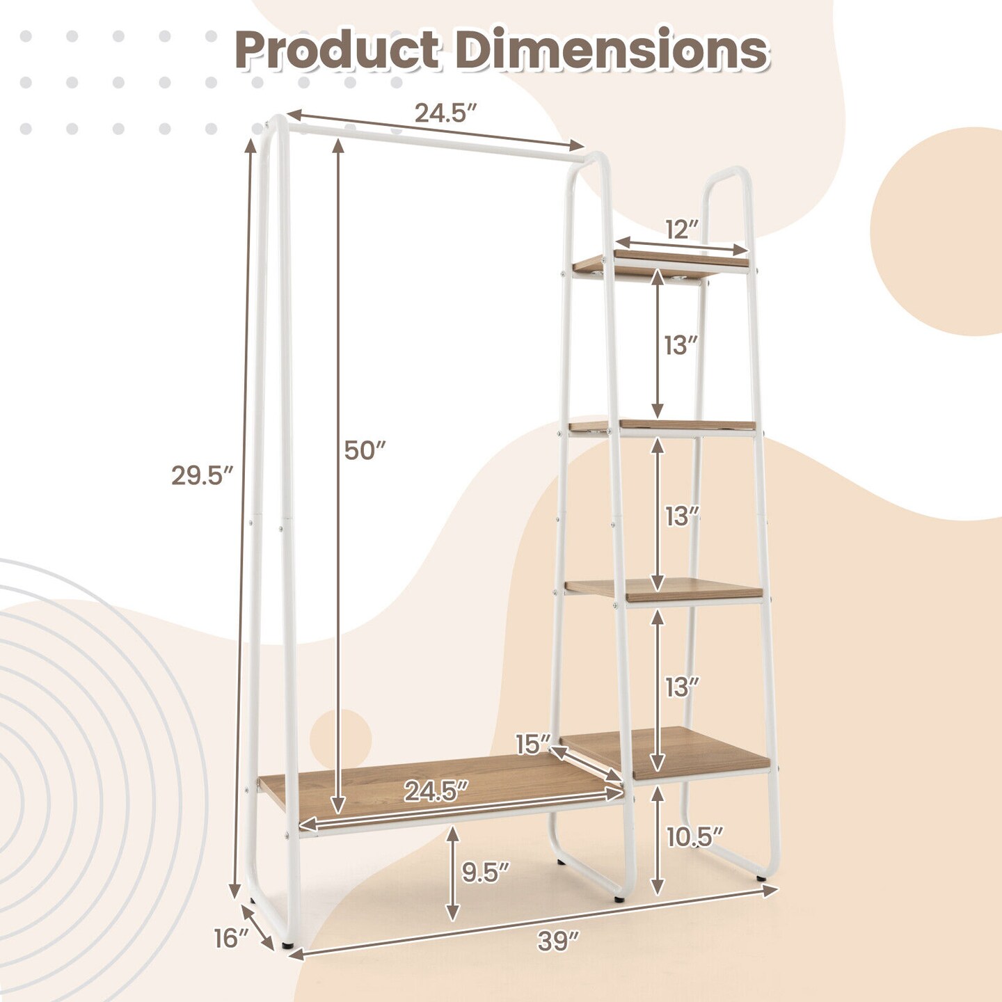 Clothes Rack Free Standing Storage Tower with Metal Frame Suitable for Various Place