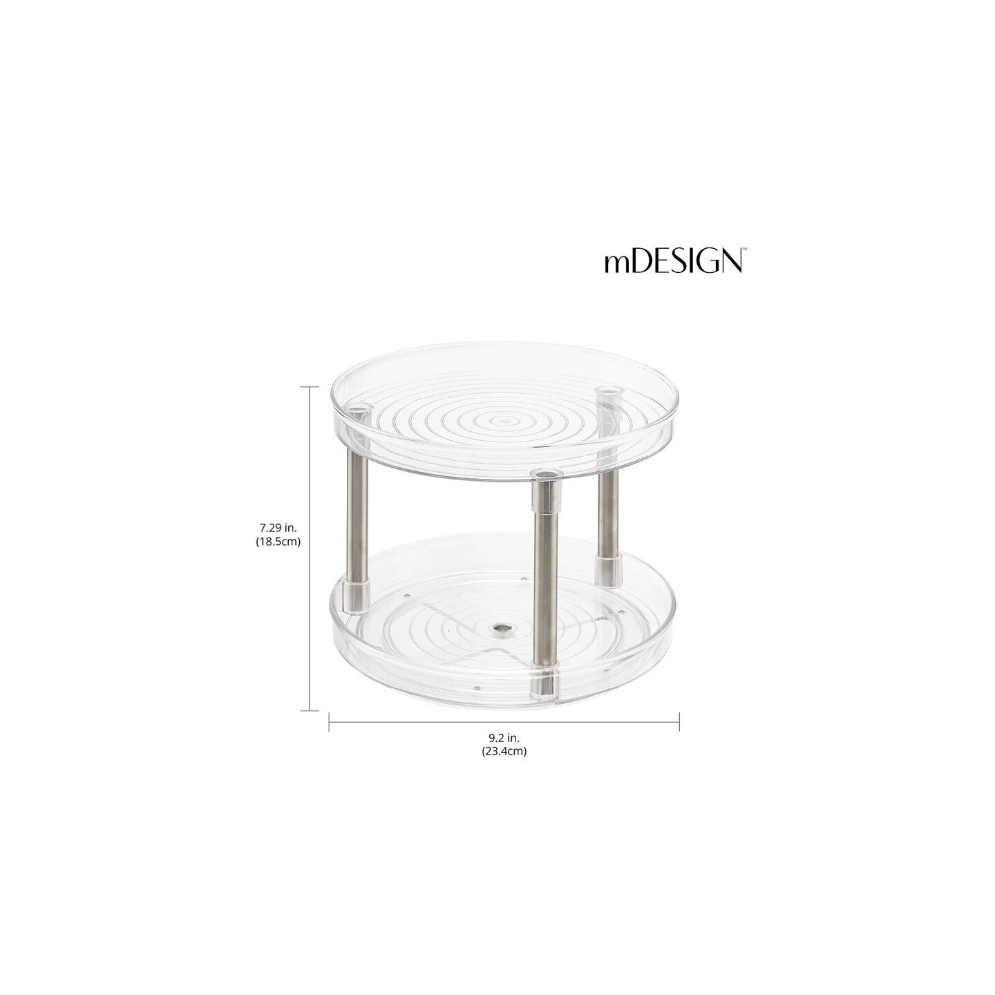 mDesign Spinning 2-Tier Lazy Susan Turntable Bathroom Storage Tower