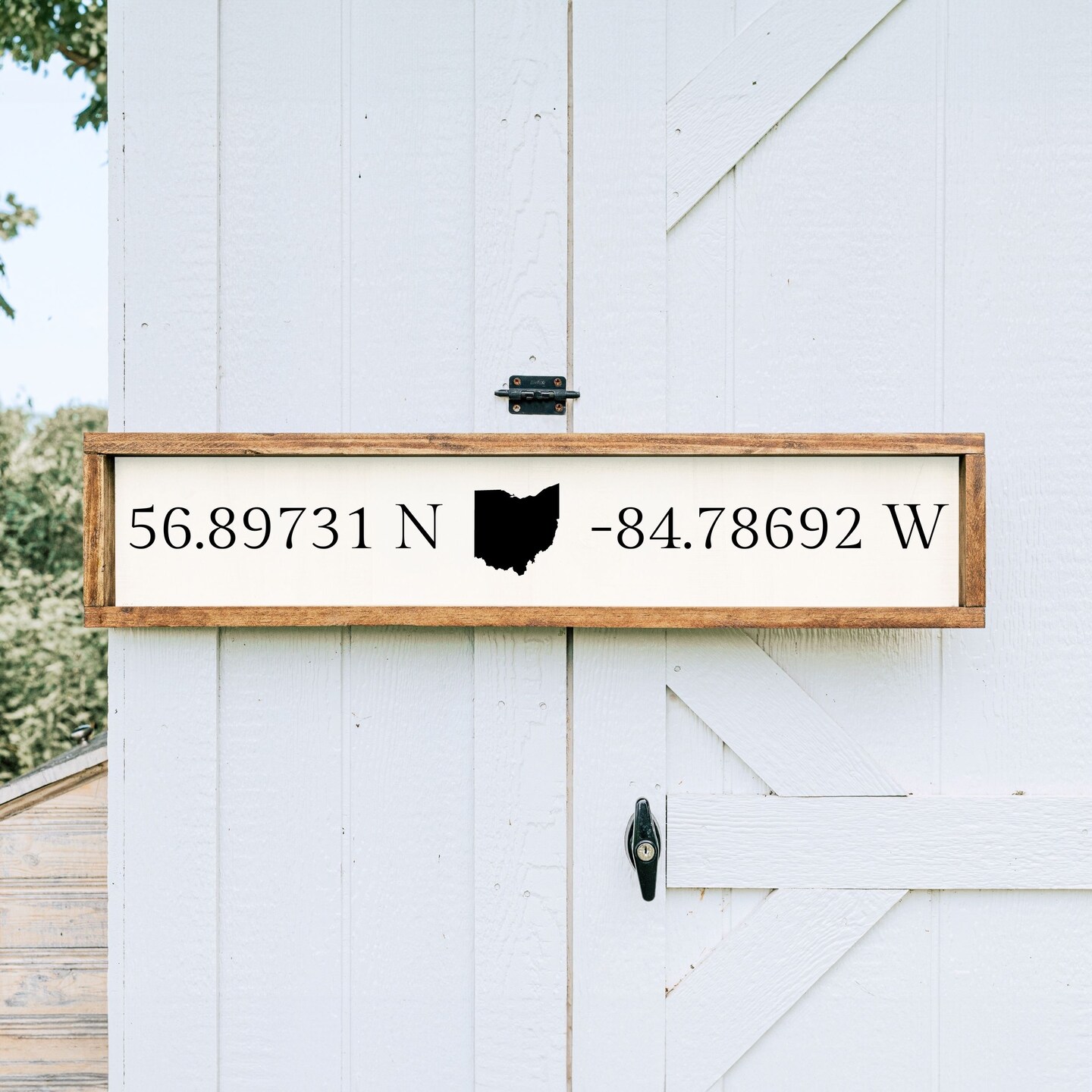 Coordinates and State Framed Long Wood Sign, Latitude and Longitude ...