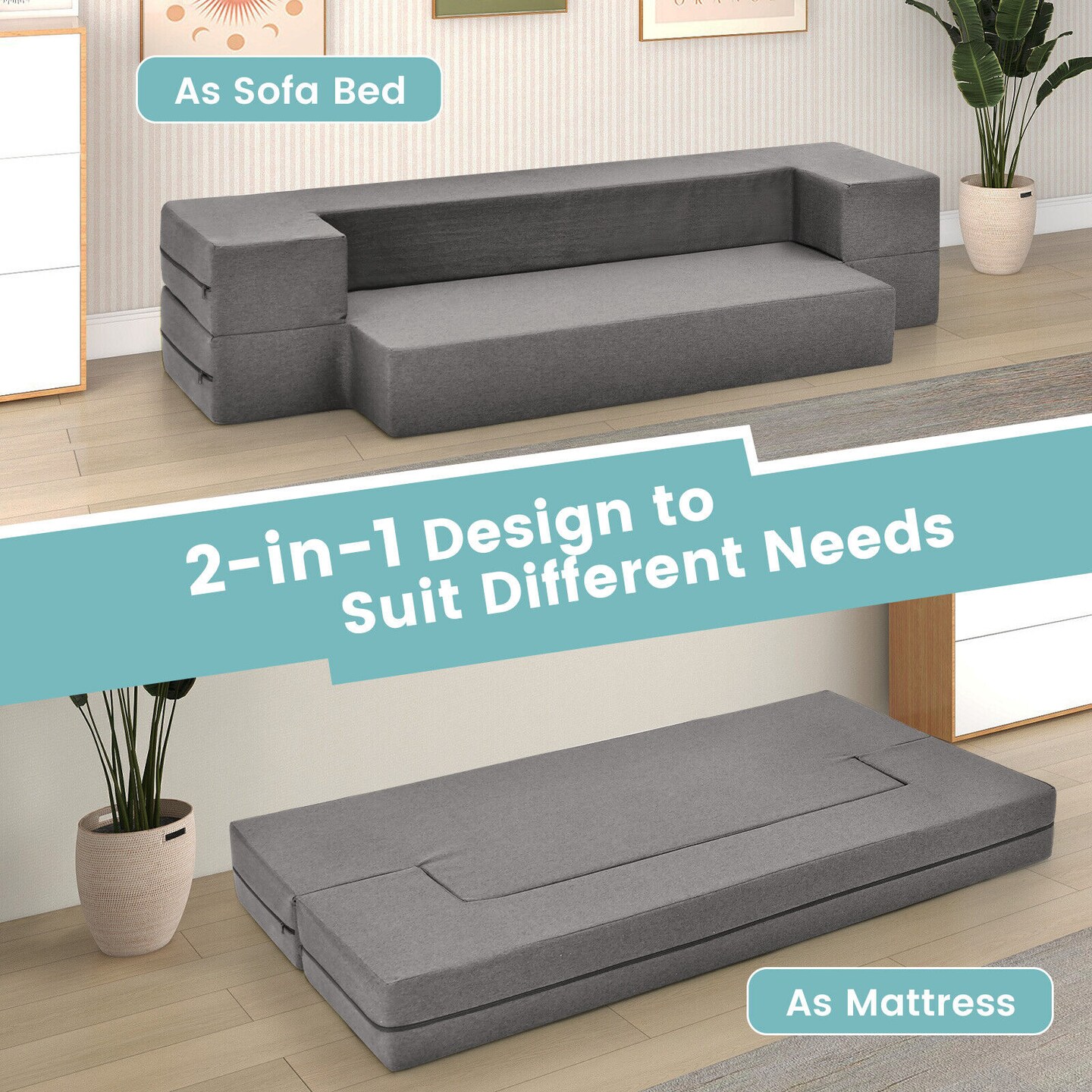 Convertible Folding Sofa Bed With Washable Cover
