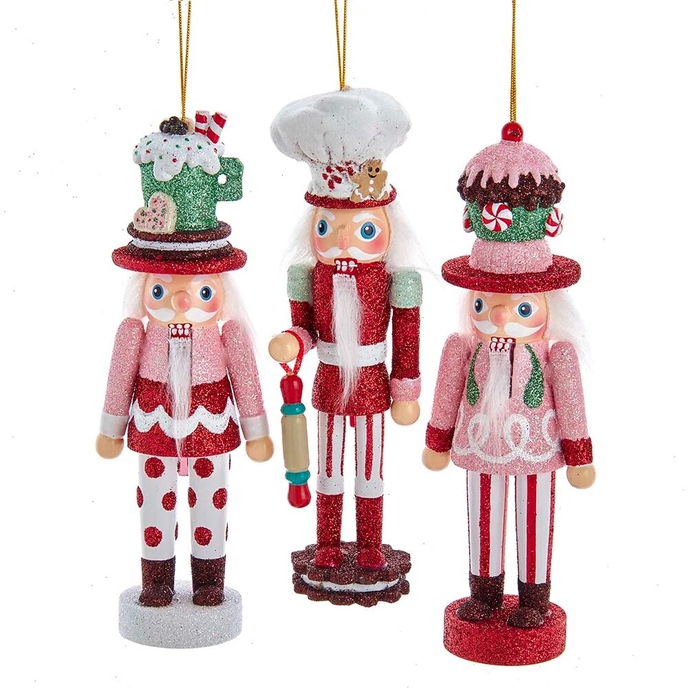 KSA Pack of 12 Cake Cocoa and Gingerbread Nutcracker Christmas Ornaments 5.75&#x22;