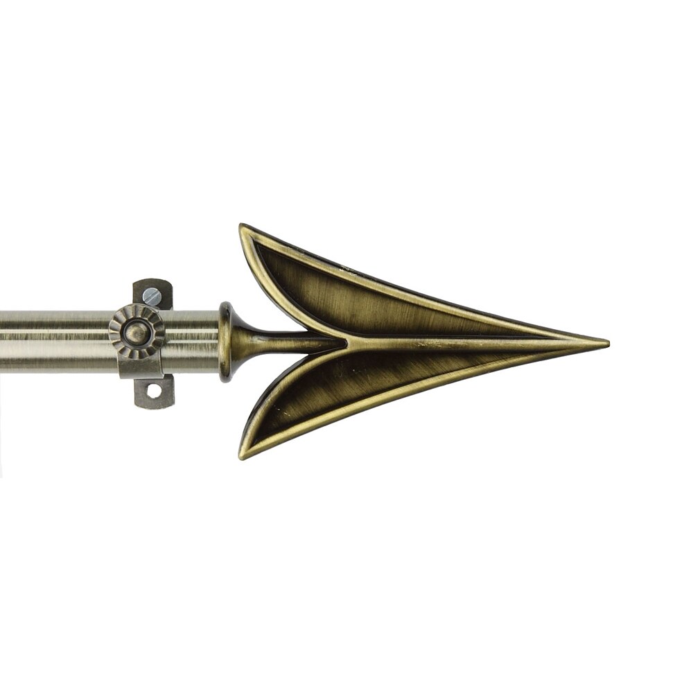 Rod Desyne Arrow Curtain Rod 48-84 inch - Antique Brass