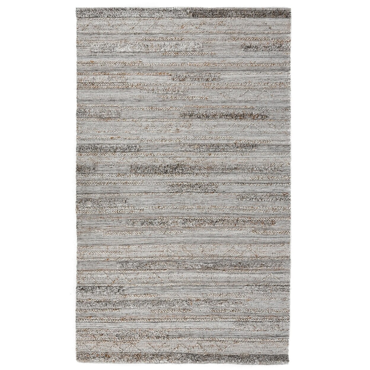 Saltoro Sherpi Anny 5 x 8 Indoor Outdoor Medium Area Rug, Stripe Patterns, Distressed Gray-