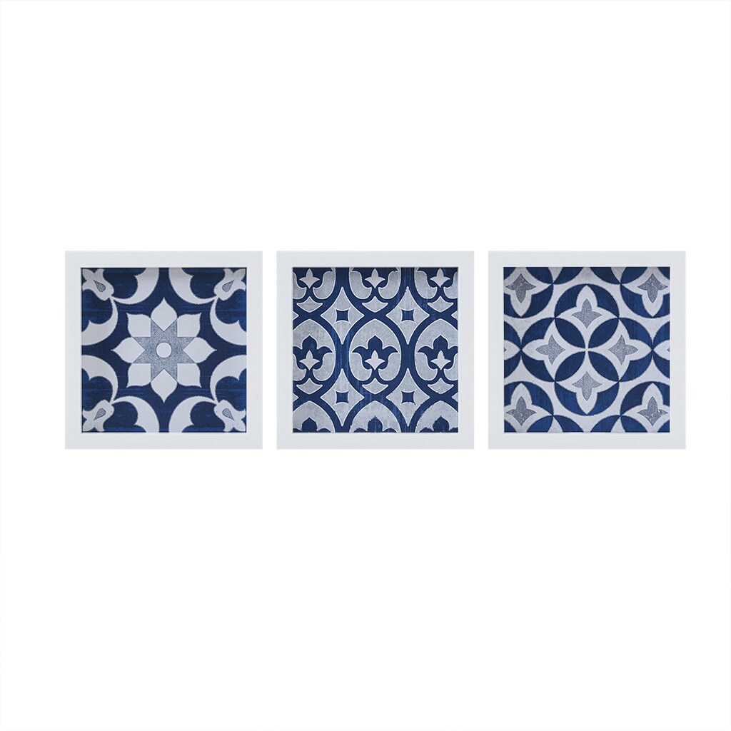 Gracie Mills   Patterned Tiles Distressed Medallion 3-piece Wall Decor Set