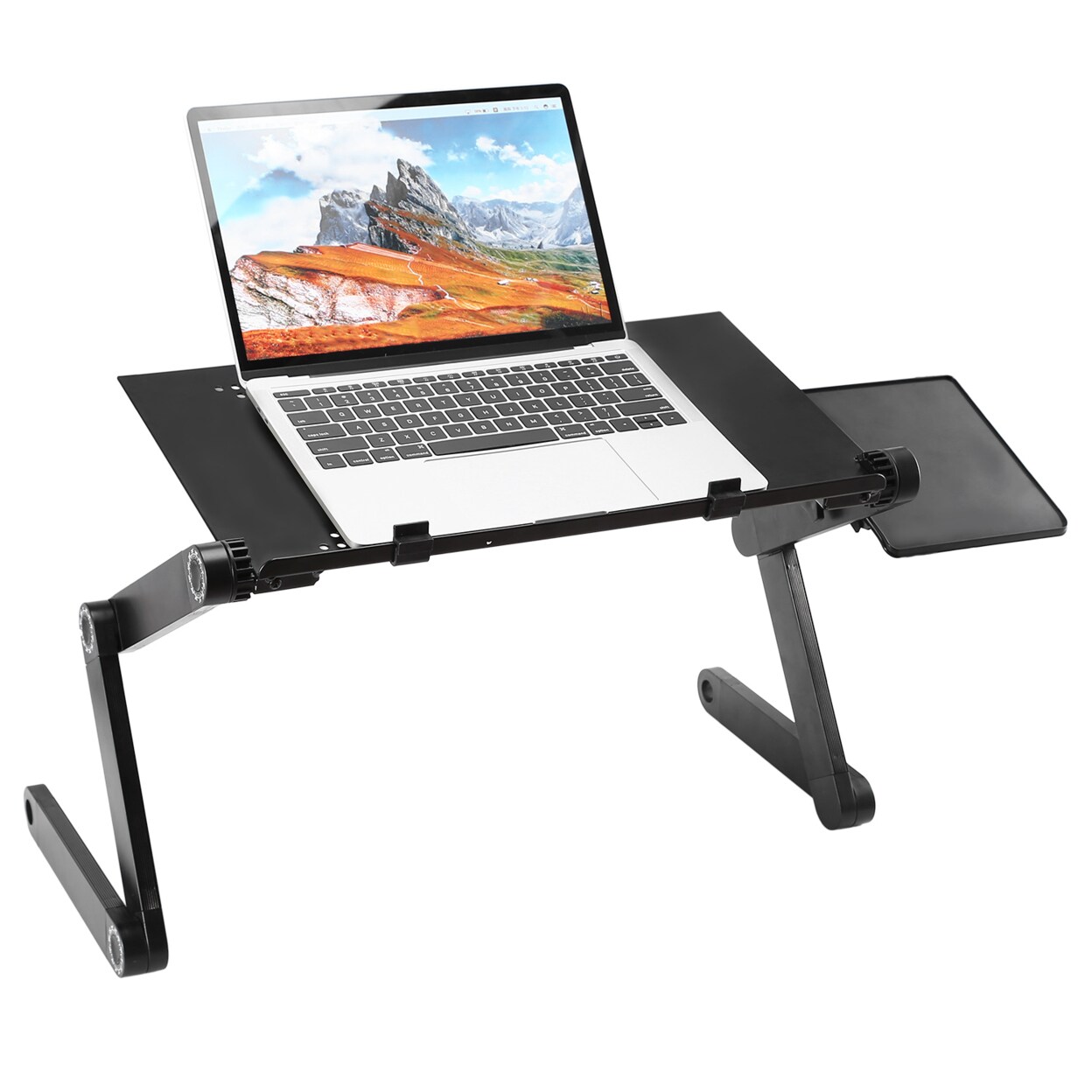 Foldable Laptop Table Bed Desk With Mouse Board Adjustable Portable Black 48X26cm