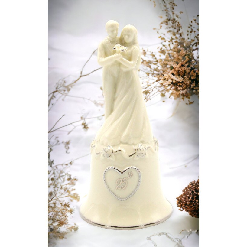 kevinsgiftshoppe Ceramic 25th Anniversary Wedding Couple Bell Wedding Decor or Gift Anniversary Decor or Gift Home Decor