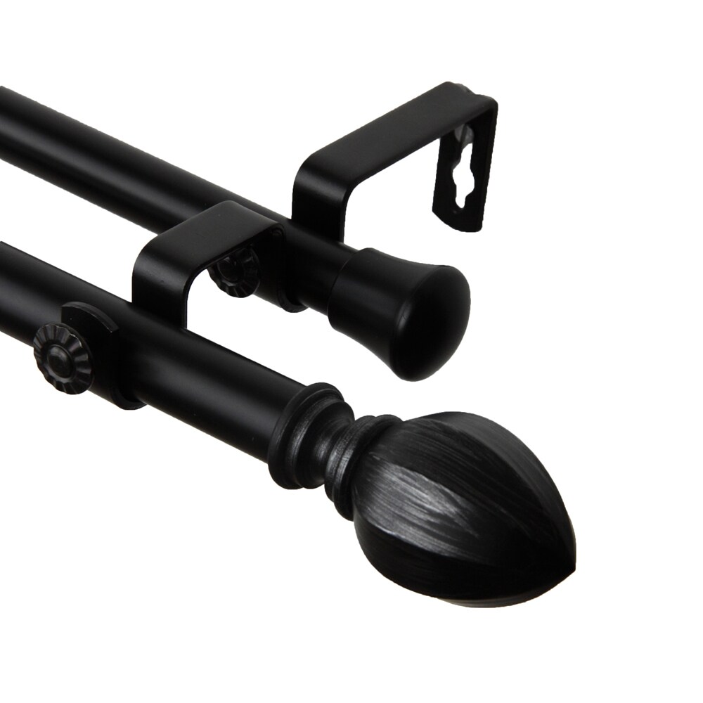 Rod Desyne Home Decorative Window Accessories Garnet Double Curtain Rod 48-84 inch Black