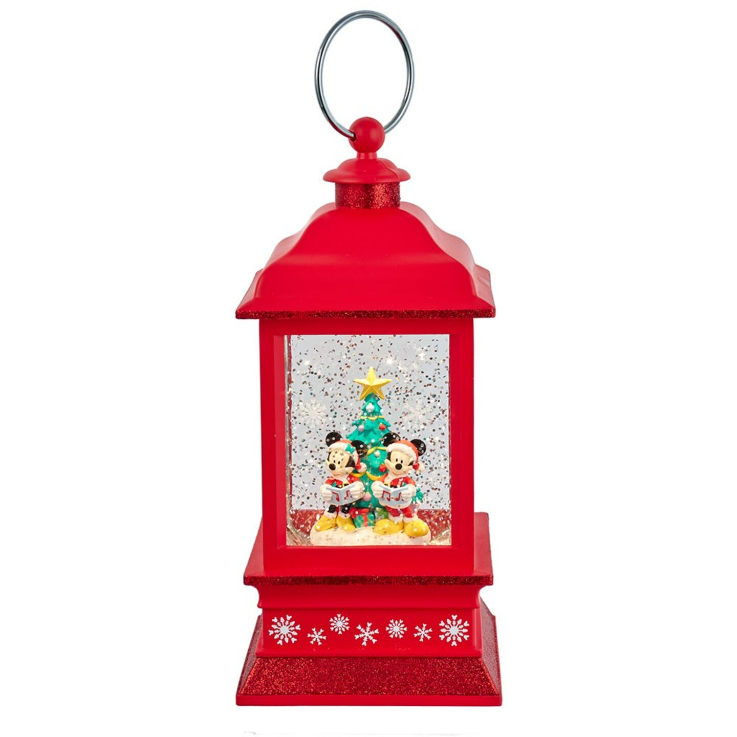 KSA 9" Musical LED Lighted Mickey and Minnie Christmas Snow Globe Lantern