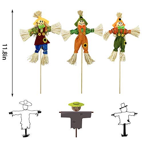 EBaokuup 10 PCS Halloween Scarecrow Decoration - 11.8 Inch Fall Harvest Scarecrow Thanksgiving Scarecrow Fall Harvest Standing Scarecrow Decor for Autumn, Halloween, Garden, Yard Decoration