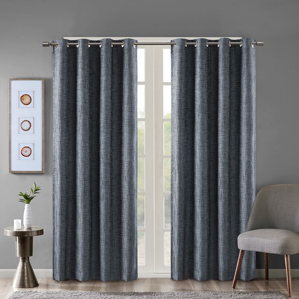 Gracie Mills Printed Heathered Blackout Grommet Top Curtain Panel