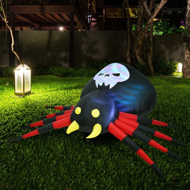 Happy Halloween Inflatable Pumpkin With LED Lights Spooky Ghost Yard Decoration