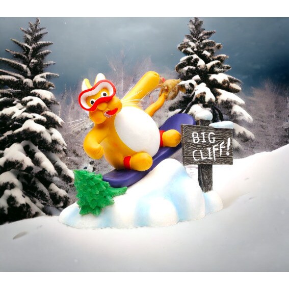 kevinsgiftshoppe Snowboarding Cat Figurine Home Decor Gift for Kid Kids Room Decor