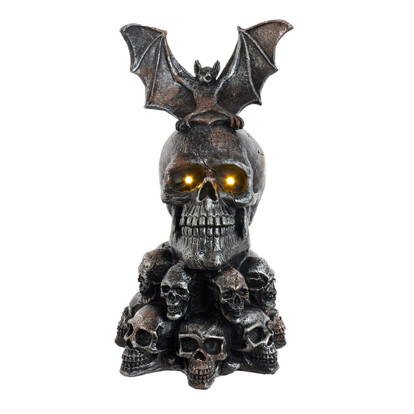 KSA 11.5" Battery Operated LED Bat On Skull Halloween Figurine