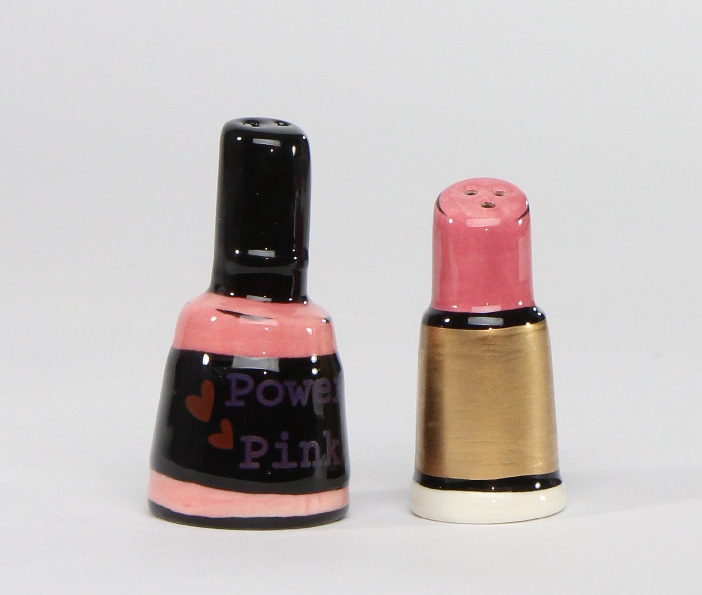 Ceramic Nail Polish And Lipstick Salt &#x26; Pepper Shakers, Home D&#xE9;cor, Gift for Her, Gift for Mom, Gift for Friend or Coworker, Kitchen D&#xE9;cor
