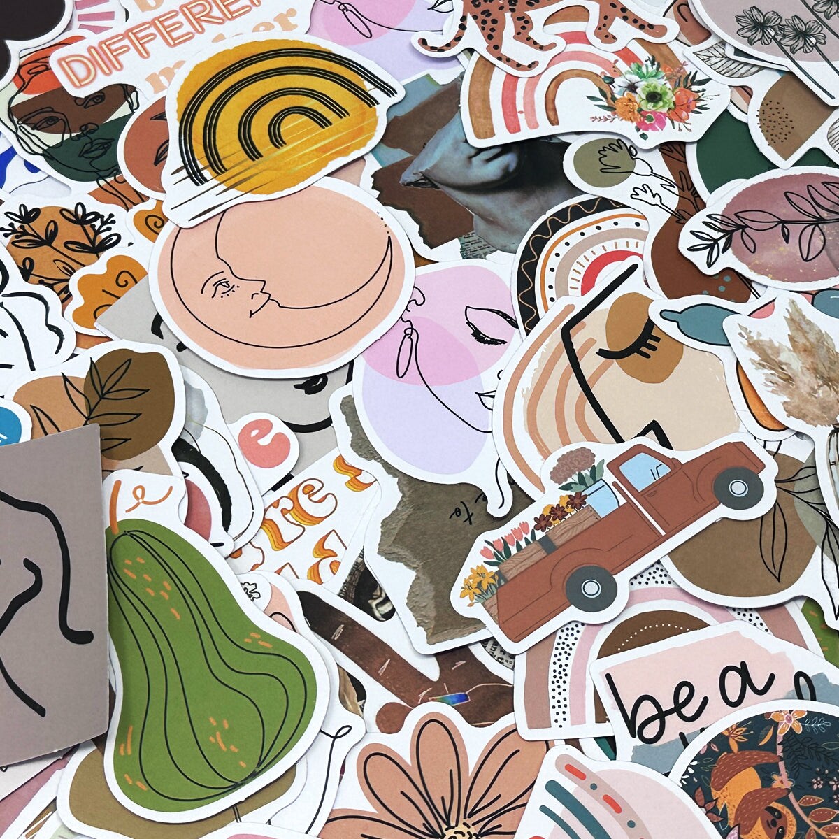Wrapables Waterproof Vinyl Stickers for Water Bottles, Laptop, Phones, Skateboards, Decals for Teens, 100pcs