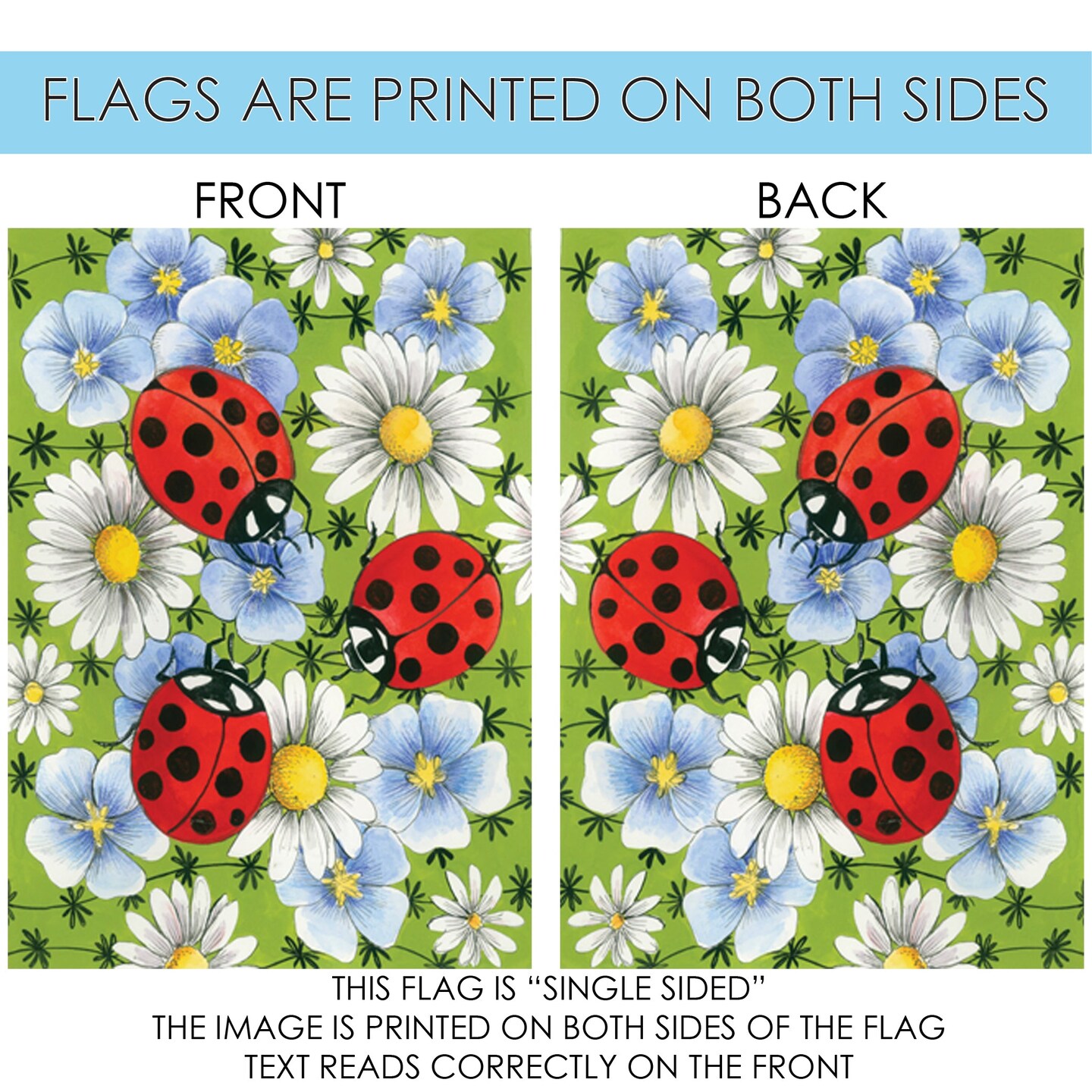 Flowers &#x26; Ladybugs Decorative Ladybug Flag