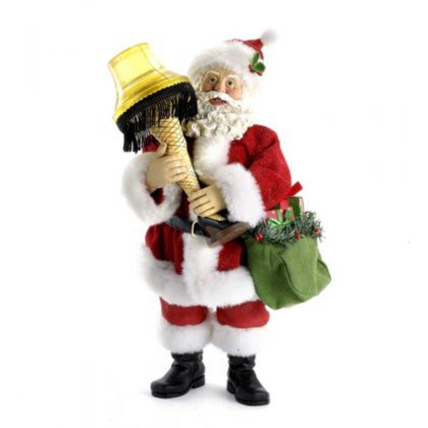 CC Christmas Decor 10&#x22; Red and White Christmas Story Leg Lamp Santa with Light Table Top Figure