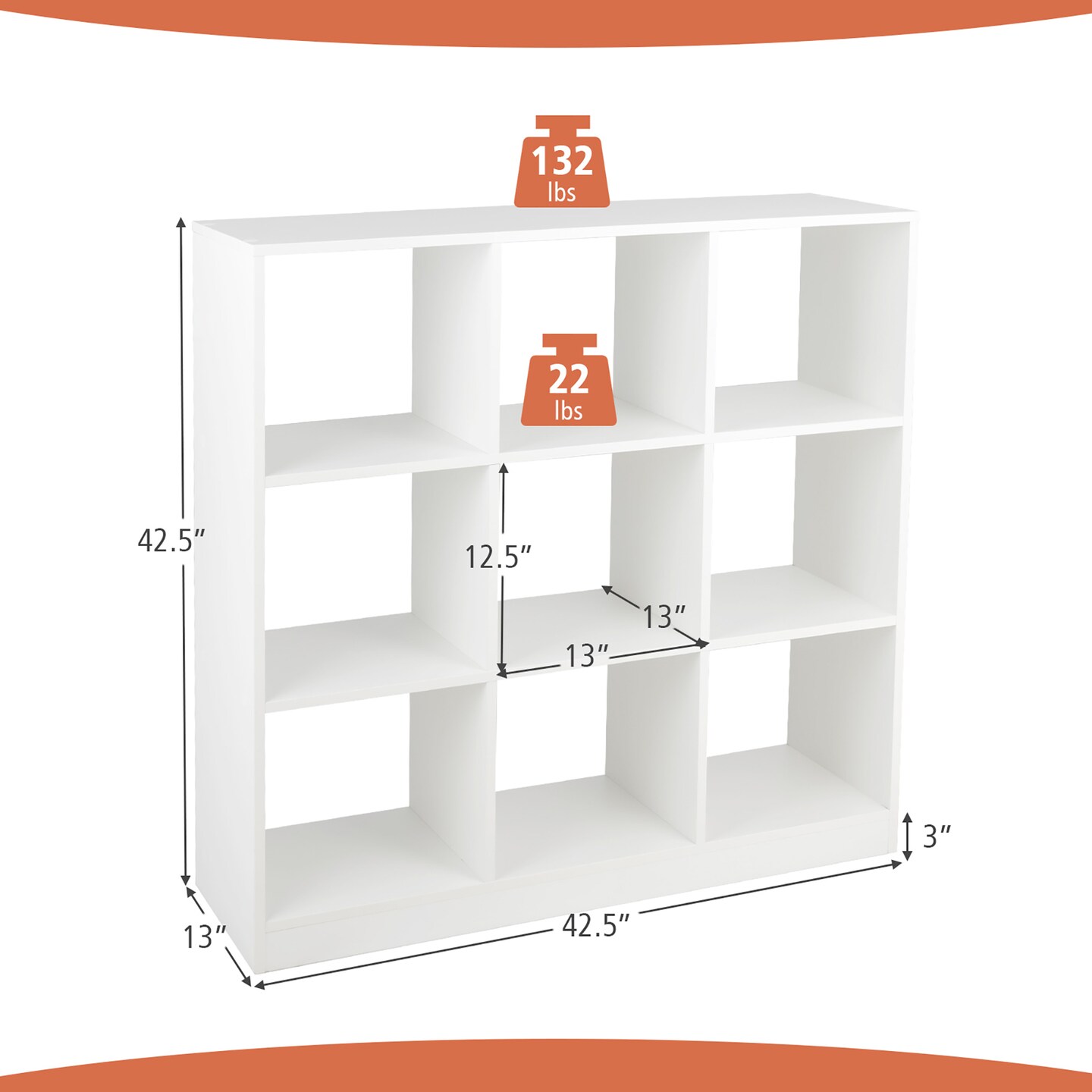 Costway Kids Toy Storage Organizer 9-Cube Kids Bookcase for Books Toys Ornaments