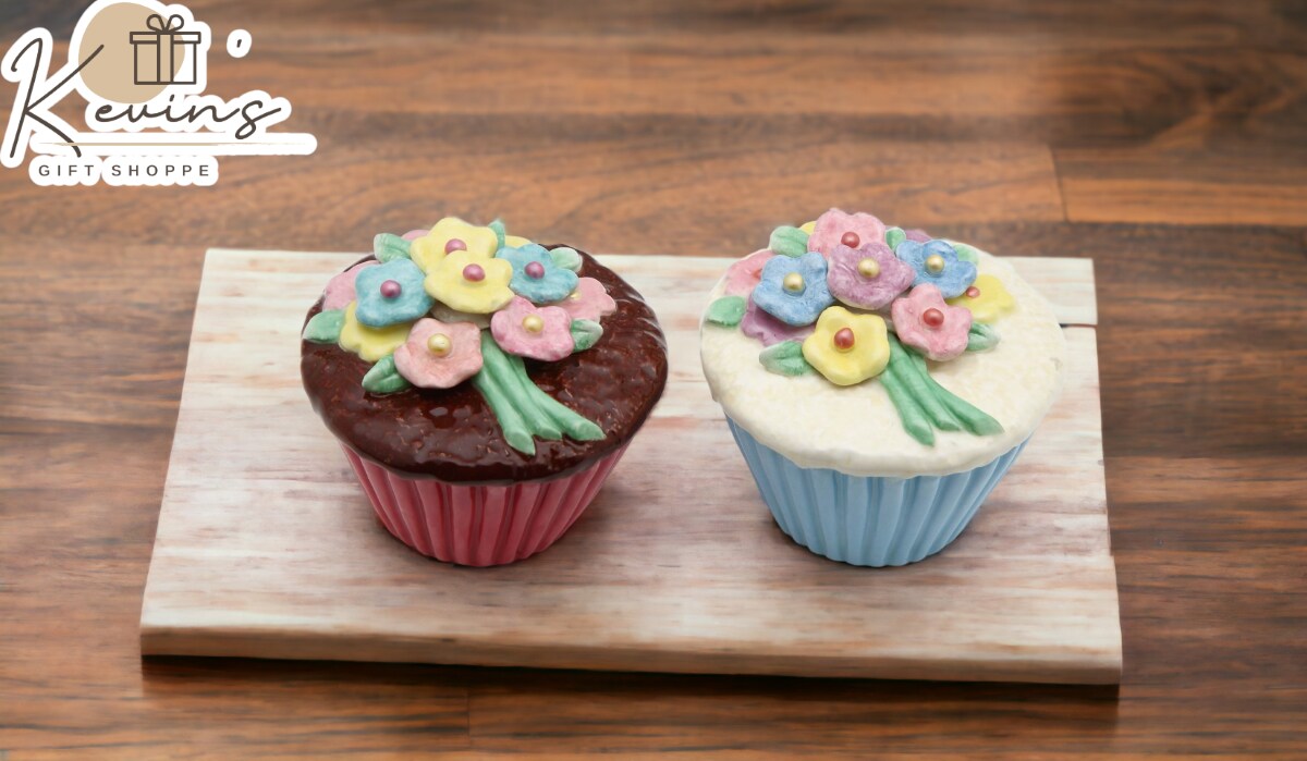 Hand Painted Ceramic Flower Cupcake Salt &#x26; Pepper Shakers, Cafe Decor, Home D&#xE9;cor, Gift for Her, Gift for Mom, Kitchen D&#xE9;cor