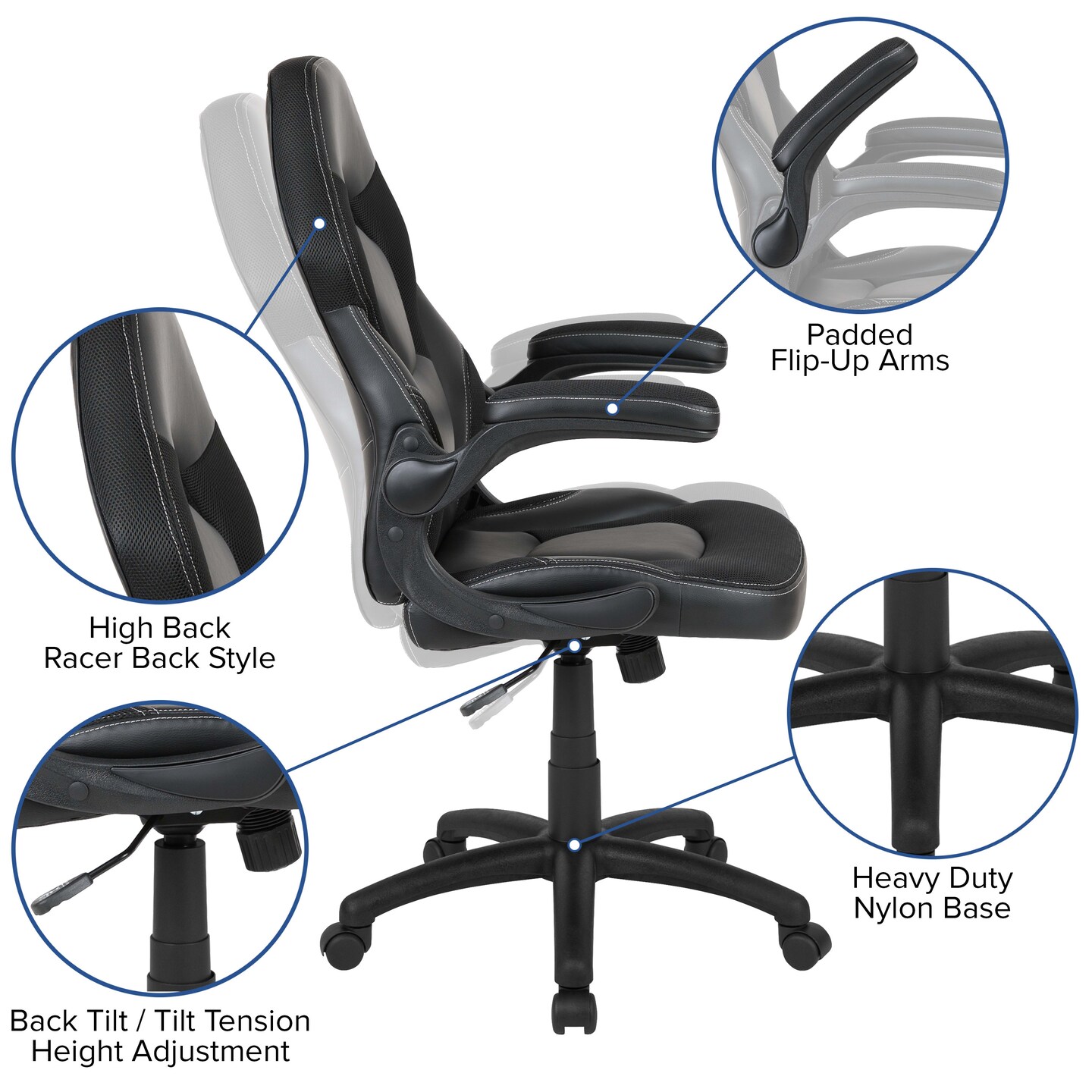 Emma and Oliver Z100 Gaming Chair Racing Office Ergonomic Computer PC Adjustable Swivel Chair