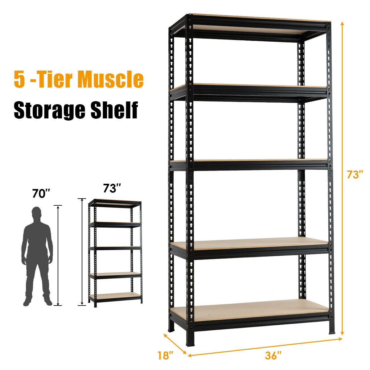 5-Tier Steel Shelving Unit Storage Shelves Heavy Duty Storage Rack