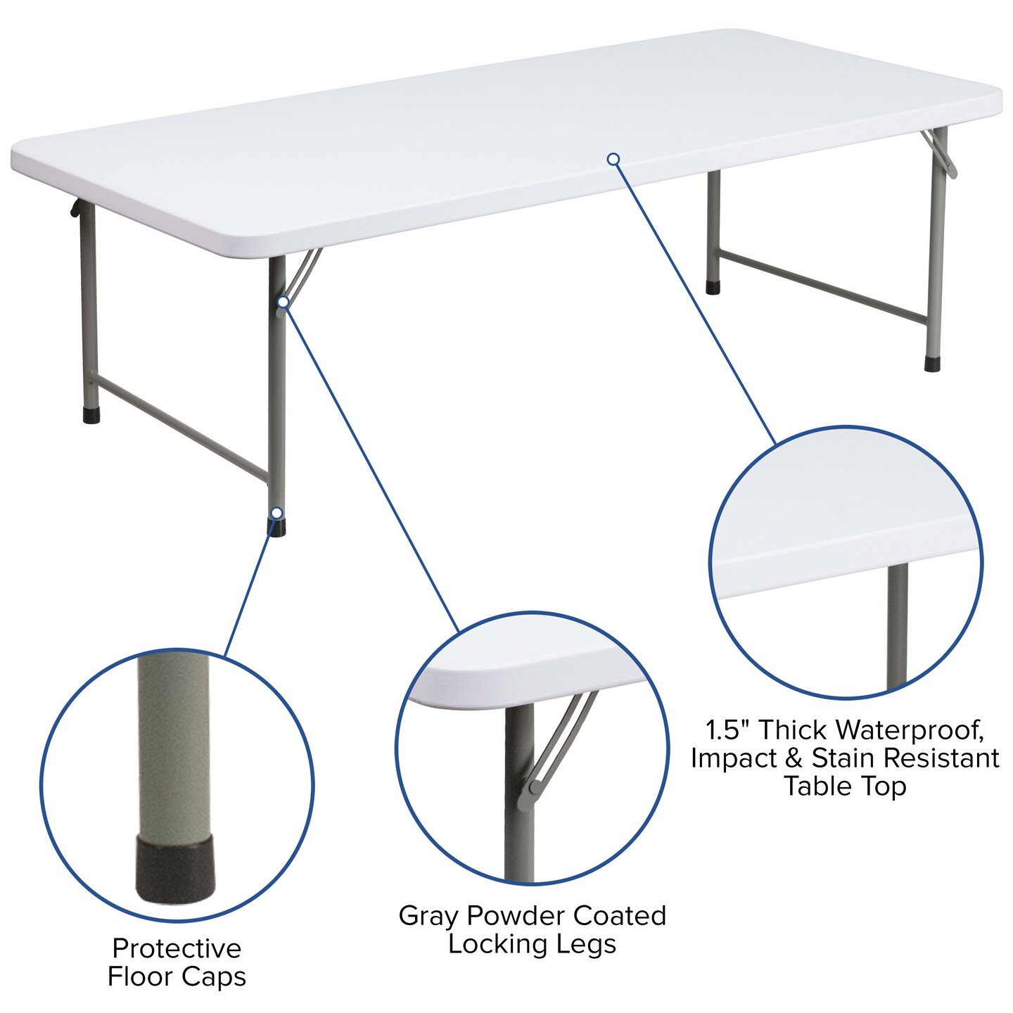 Emma and Oliver 4.93-Foot Kid&#x27;s Plastic Folding Activity Table - Play Table