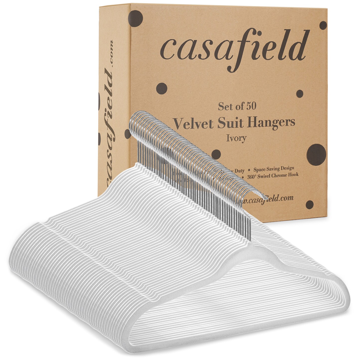 Casafield 50 Velvet Suit Hangers - Space-Saving Non-Slip Clothes Hanger