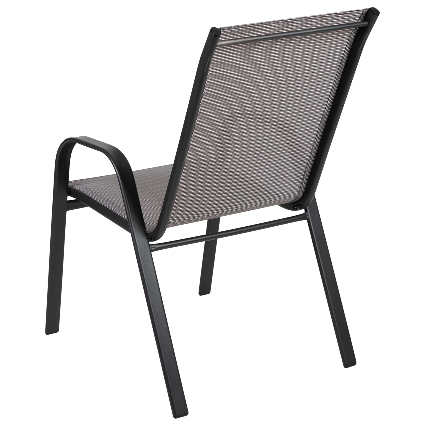 Emma and Oliver 5 Pack. Outdoor Stack Chair with Flex Comfort Material and Metal Frame